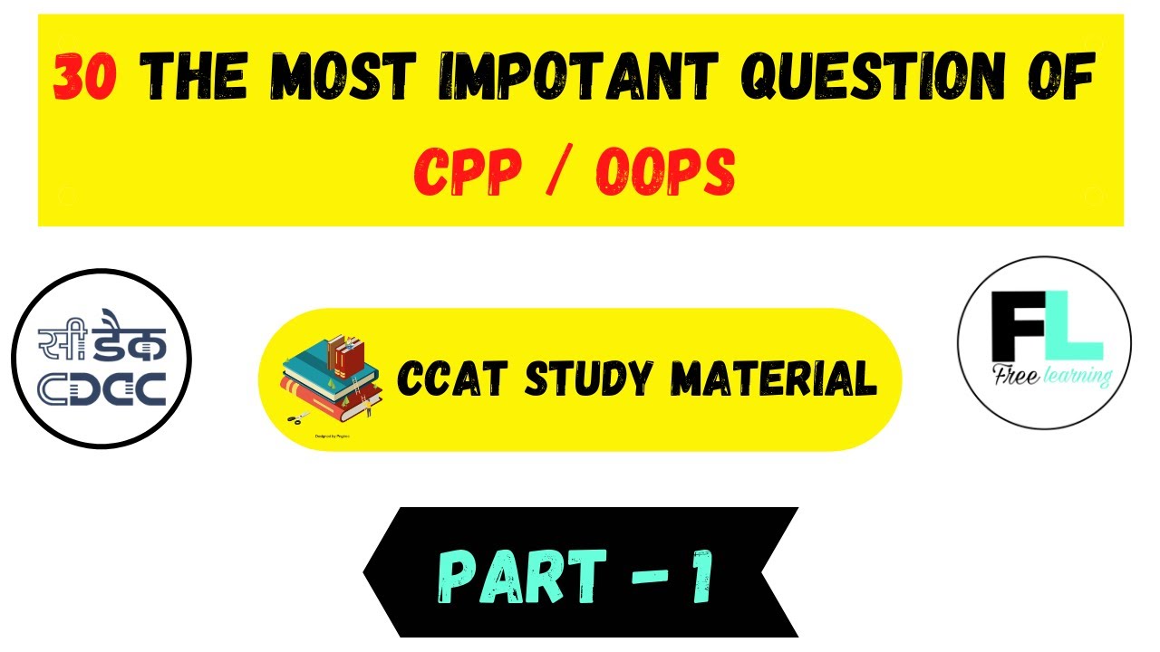 30 most important question of C++ / oops | PART 1 #c++ #cpp #mcq #cppmcq #cdac #studymaterial  #oops