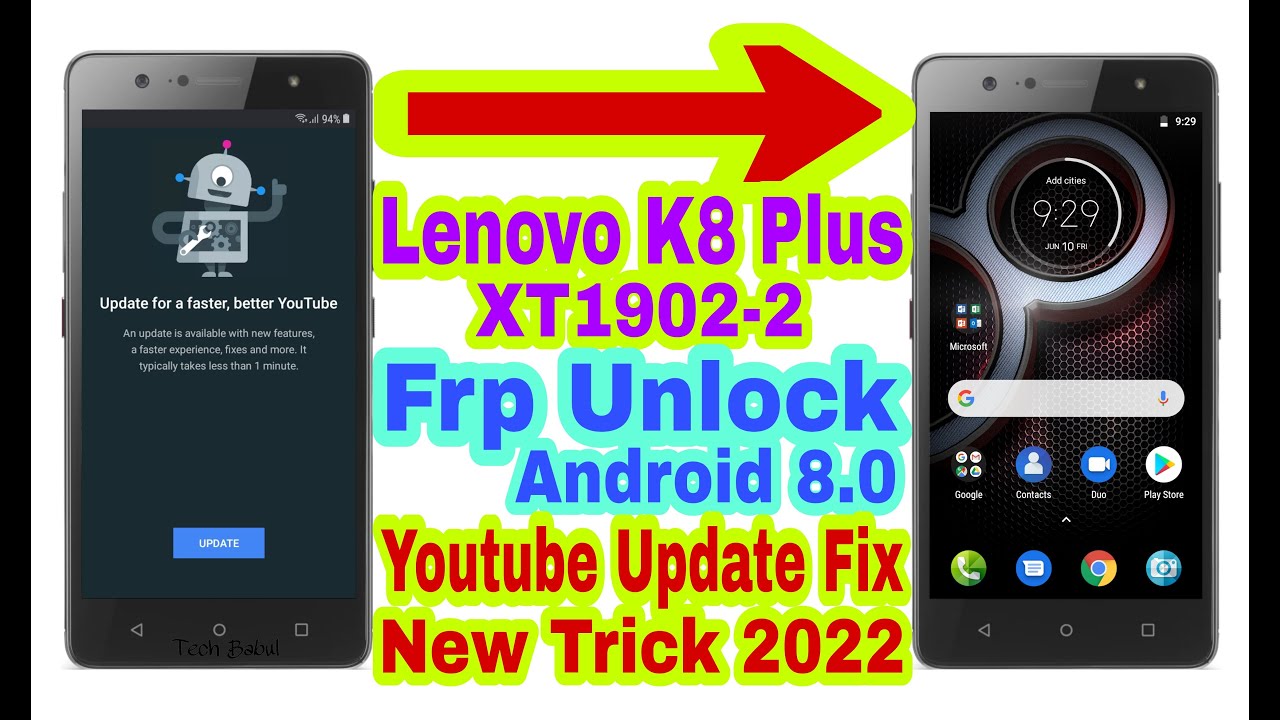 Lenovo K8 Plus (XT1902-2) Youtube Not Working/Android 8.0 Frp Bypass Without Pc 2022 | 100% Working