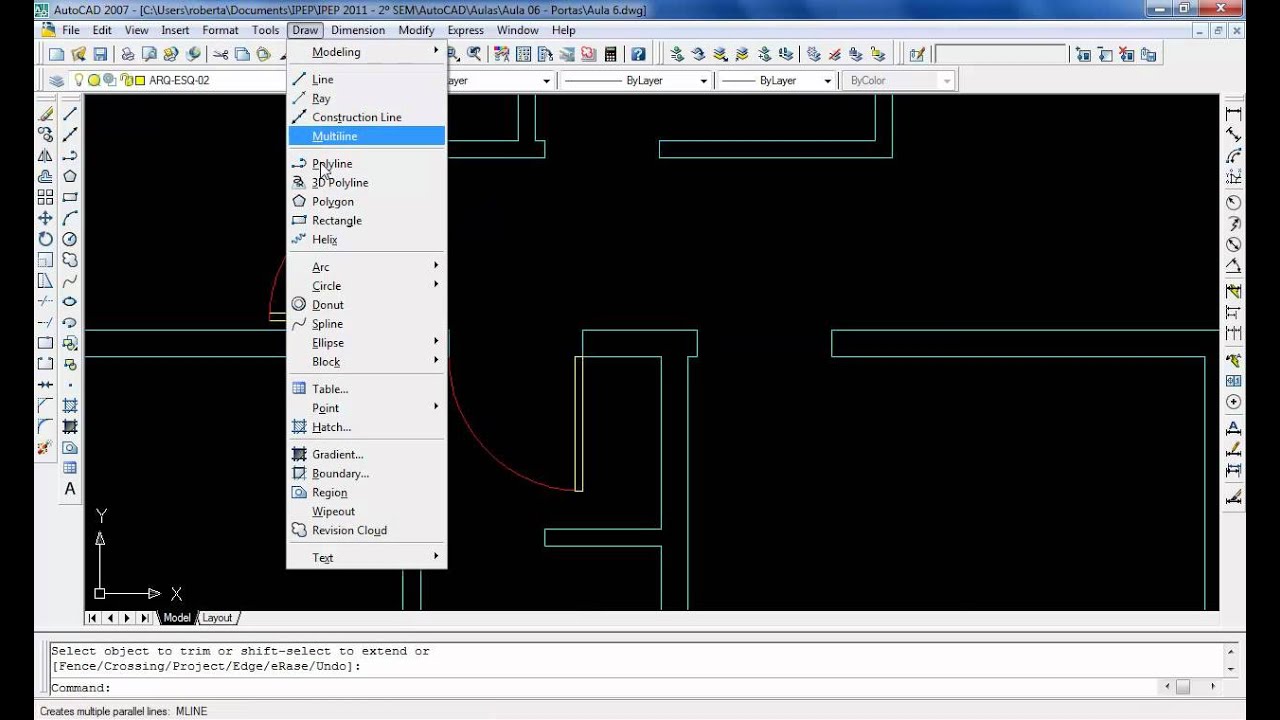 AutoCAD Aula 6.3: Desenhando as portas de abrir do apartamento modelo