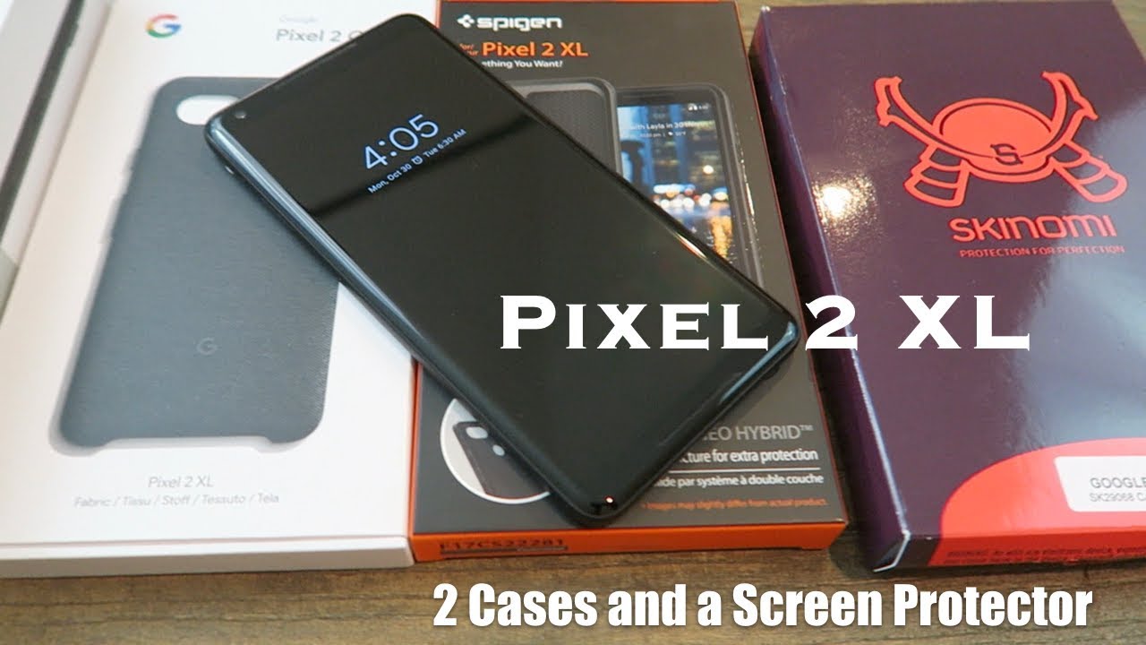 Pixel 2 XL Google Fabric Case, Spigen Neo Hybrid, and a Screen Protector