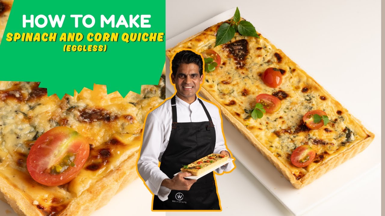 Eggless Spinach and Cheese Quiche Recipe / Quiche Florentine Eggless