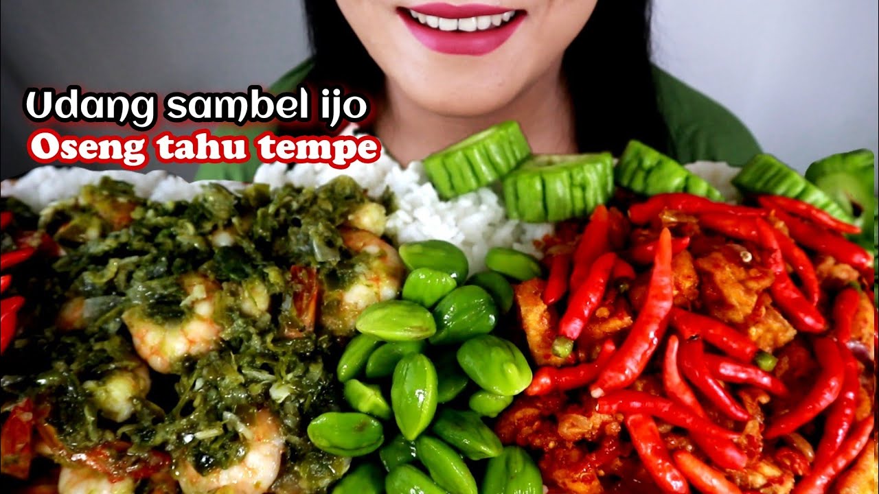ASMR UDANG SAMBEL IJO, OSENG TAHU TEMPE | ASMR MUKBANG INDONESIA