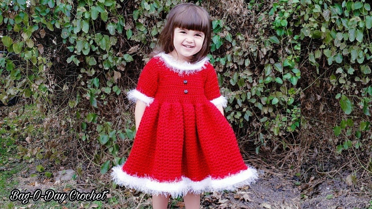 Crochet Christmas dress | Crochet toddler dress Christmas | Bag O Day crochet