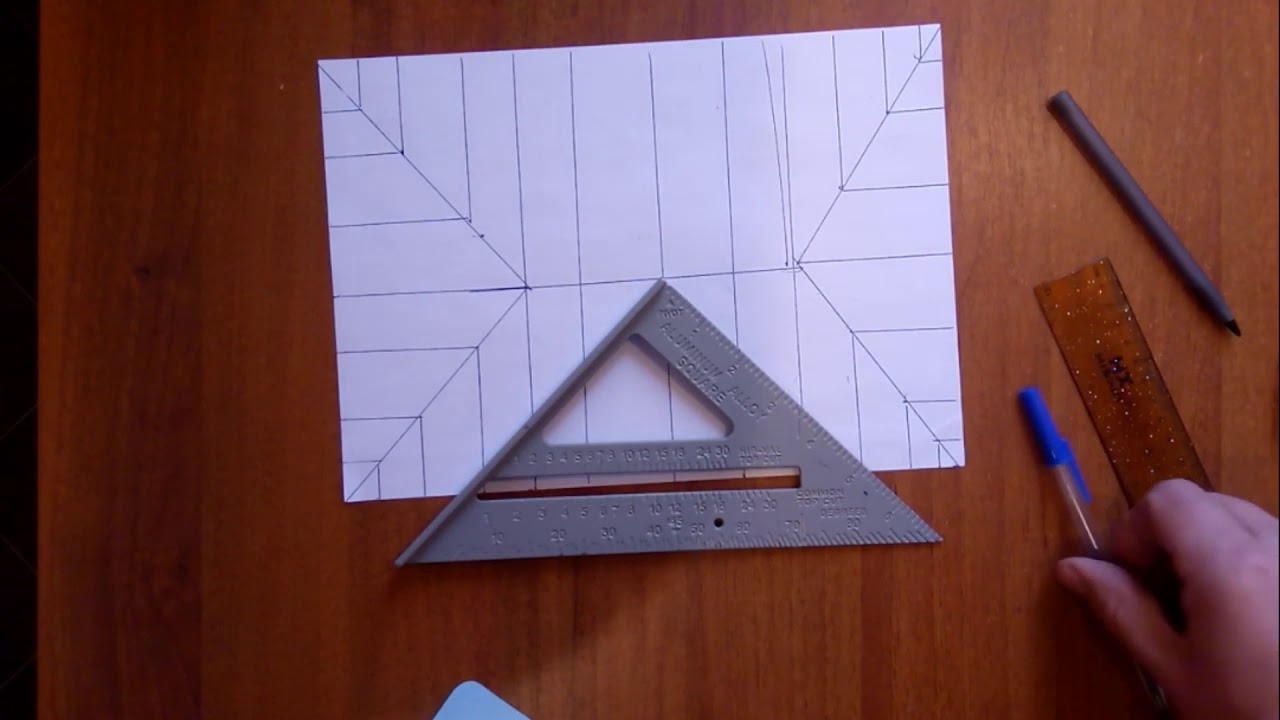 Кутник Свенсона.  Зарізання дахових крокв. Swenson's square. Stabbed the roof rafters.
