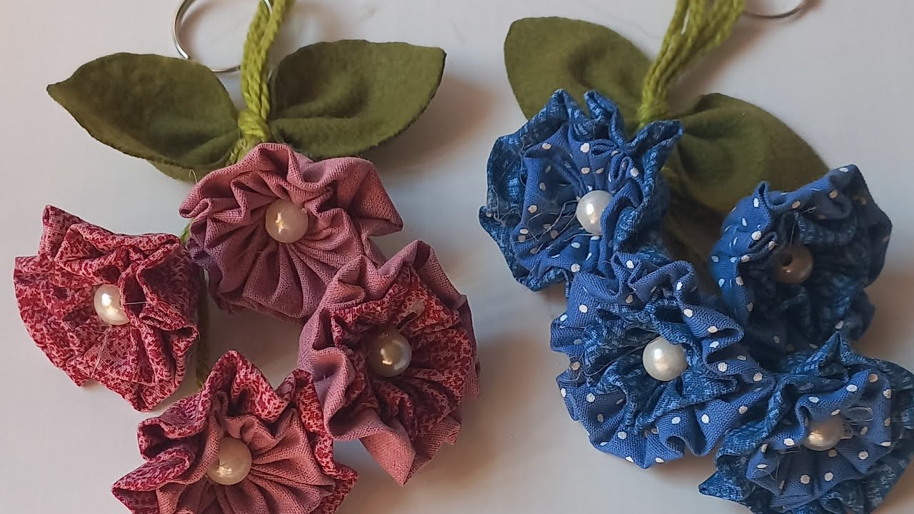D.I.Y: Uma ideia  diferente  de chaveirinho. Flor  sininho