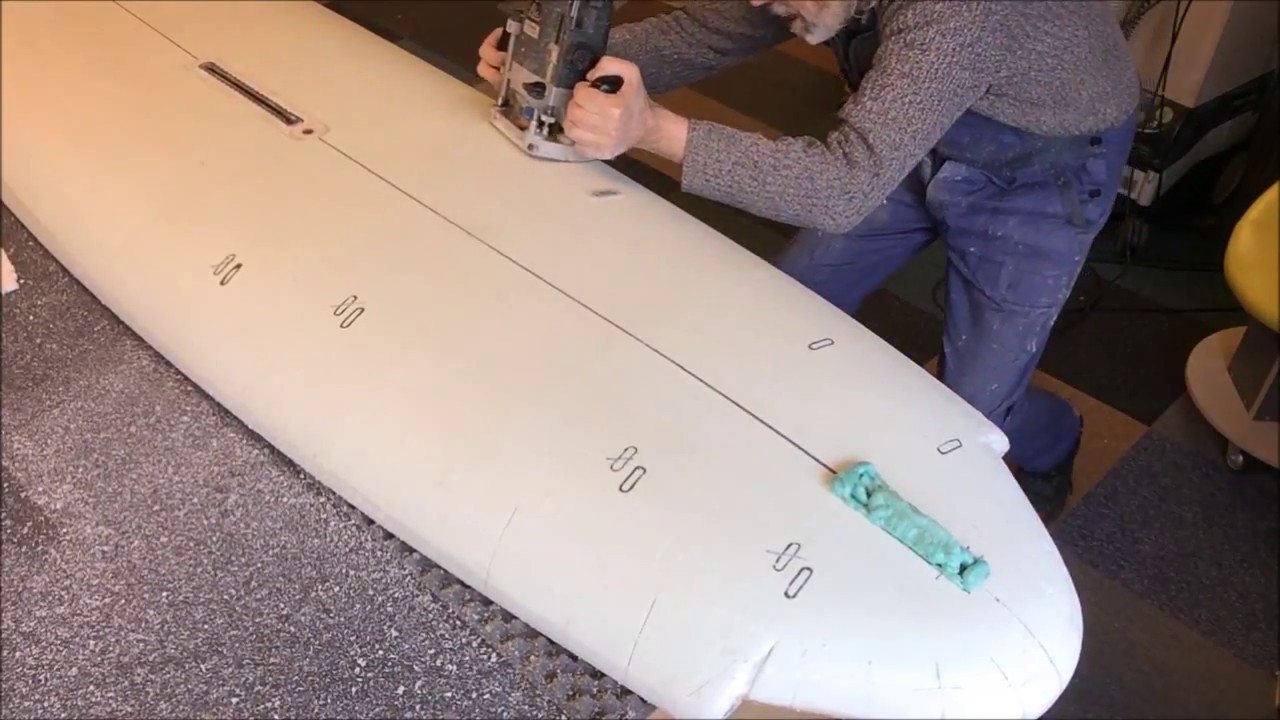 DIY windsurfboard part 5 Prepairing the mastrail and footstrap inserts. NO Music!