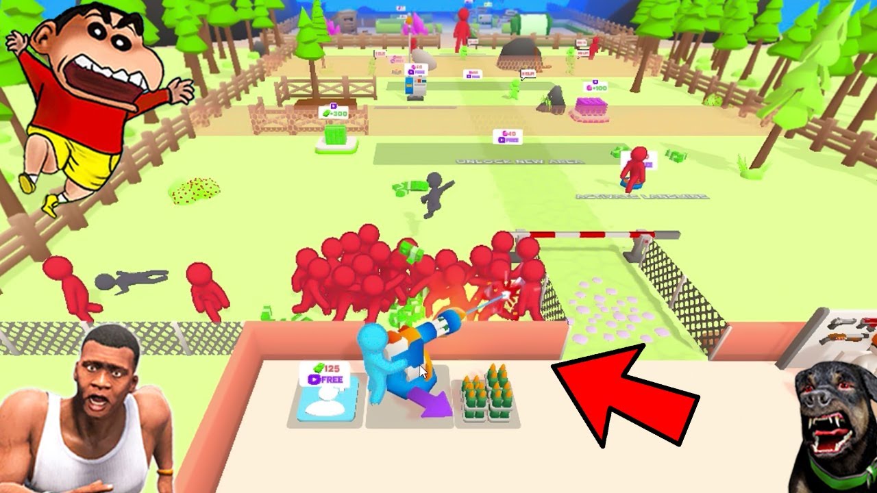 SHINCHAN Kill 100 of Zombies in Base Defense with Franklin and Chop and Save Survivors