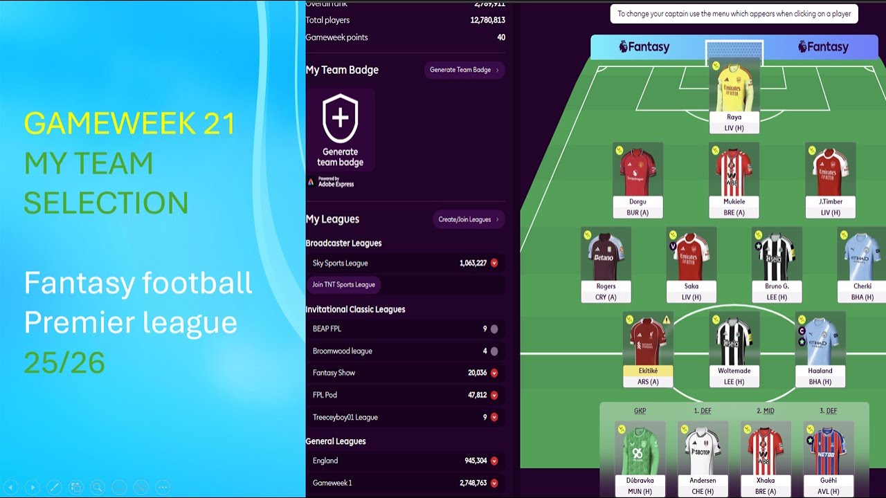 MY FPL GAMEWEEK 21 TEAMSELECTION |  