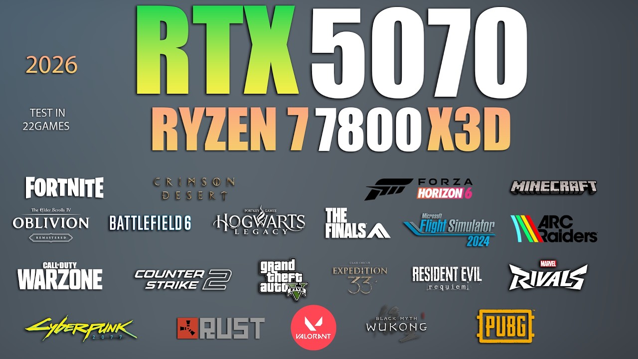 RTX 5070 + Ryzen 7 7800X3D : The Perfect 1080p Gaming PC? 22 Games Tested