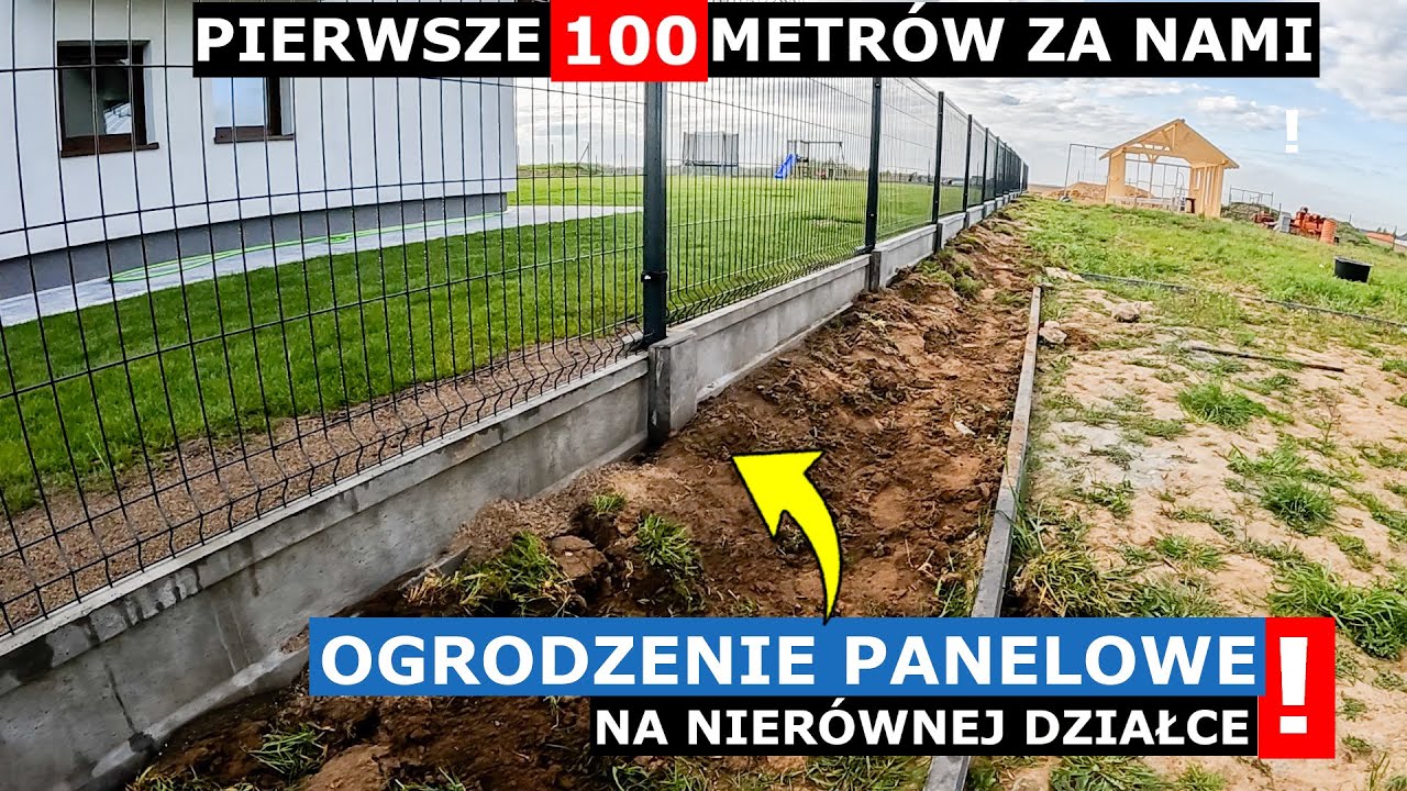 Ogrodzenie panelowe na nierównej działce  Schodkowanie paneli  Montaż ogrodzenia panelowego na dział