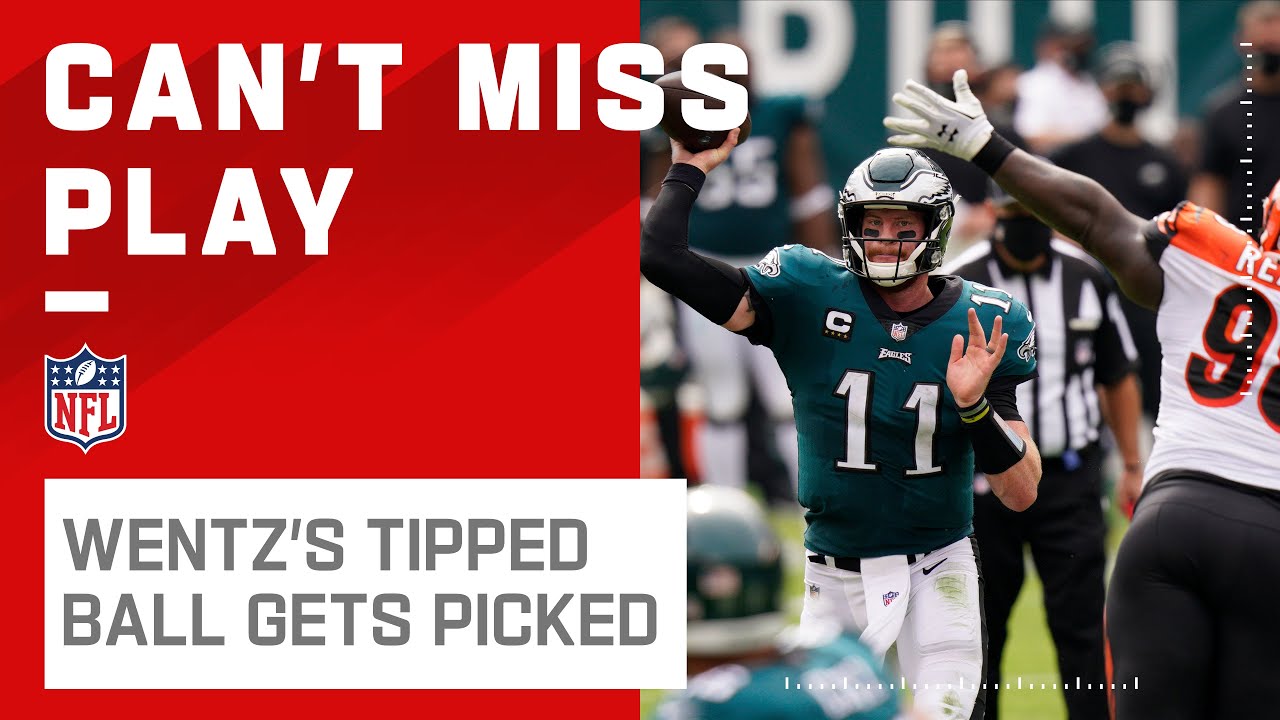 Carson Wentz's Batted Pass Gets Picked Off