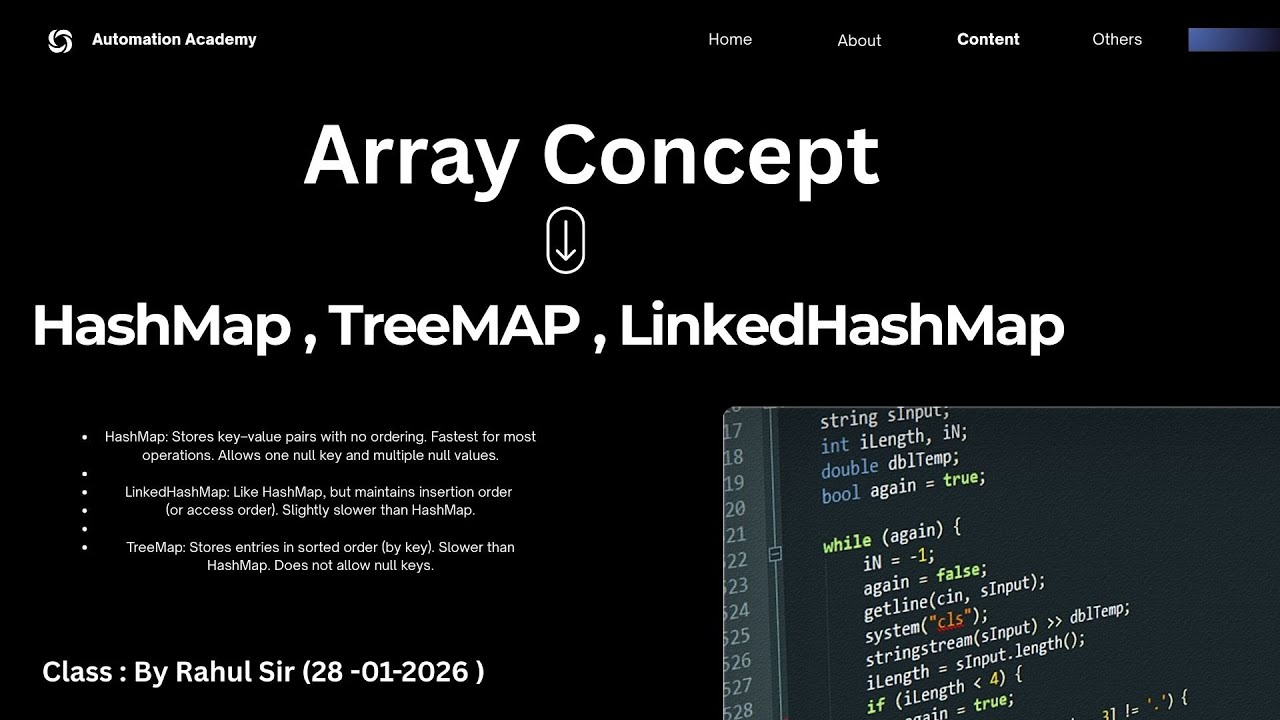 Array Concept HashMap, Tree Map, Linked HashMap (28-01-2026)