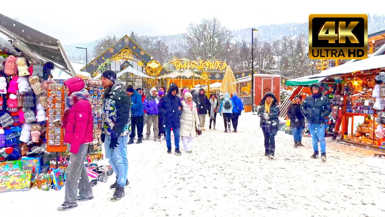 Zakopane zimą: magiczny świat śniegu i gór w niesamowitym 4K —spacer