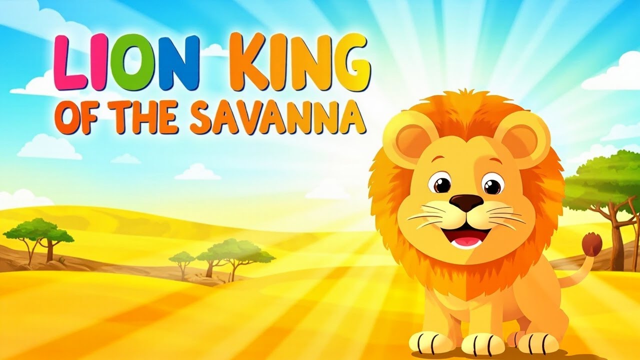 Lion King of the Savanna. Kid's educational song. Animal Song
