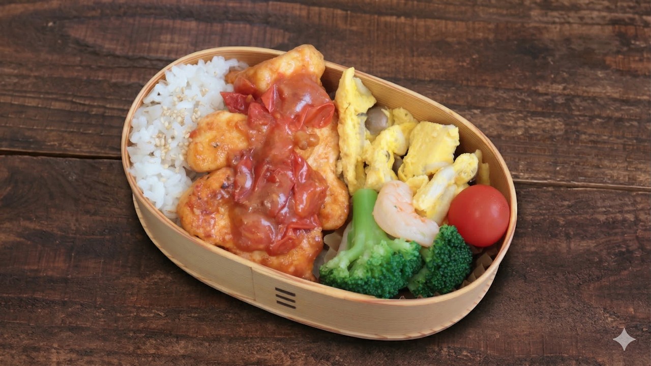 【10分弁当】鶏胸肉のトマトバター焼き〜包丁もまな板もいらない(564)