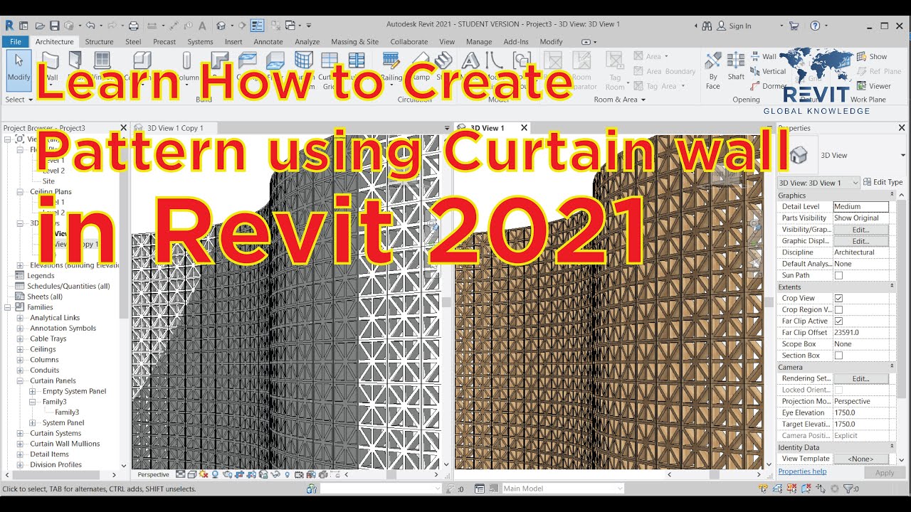 Learn How to create Pattern using curtain wall in Revit 2021