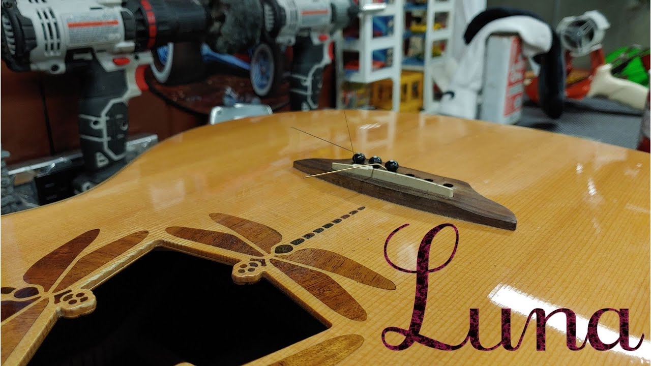 $25 dollar Flea market Luna Dragonfly Guitar gets a set up.