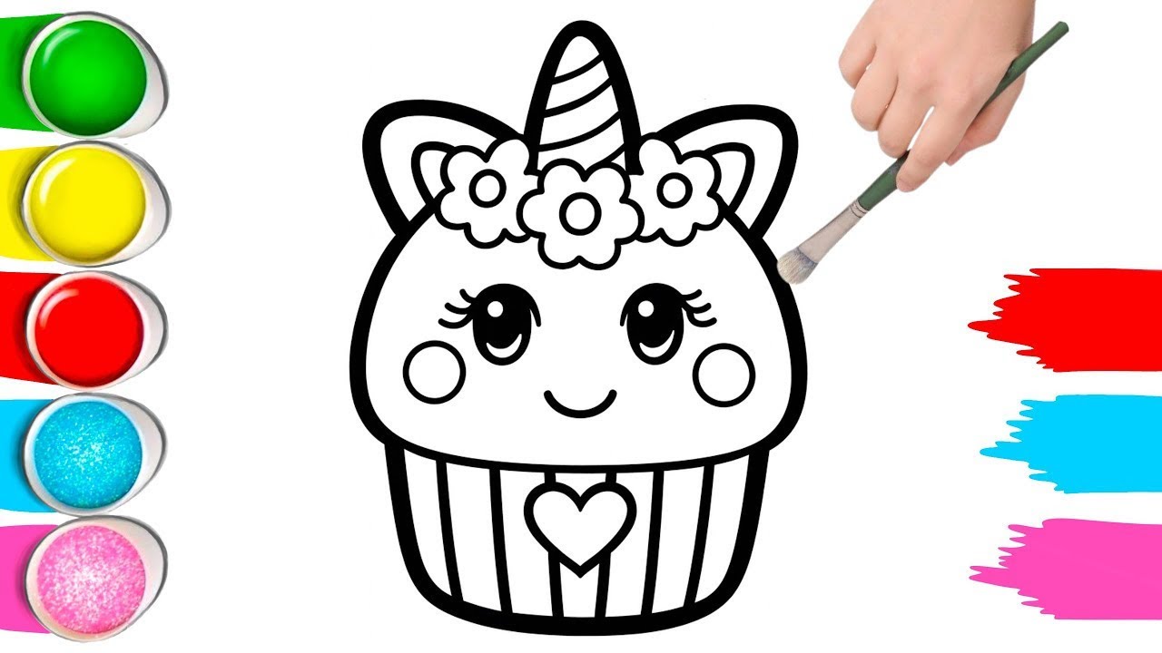 Как нарисовать и раскрасить милый кекс с единорогом 🧁 | Простые пошаговые инструкции | Изучение ц...