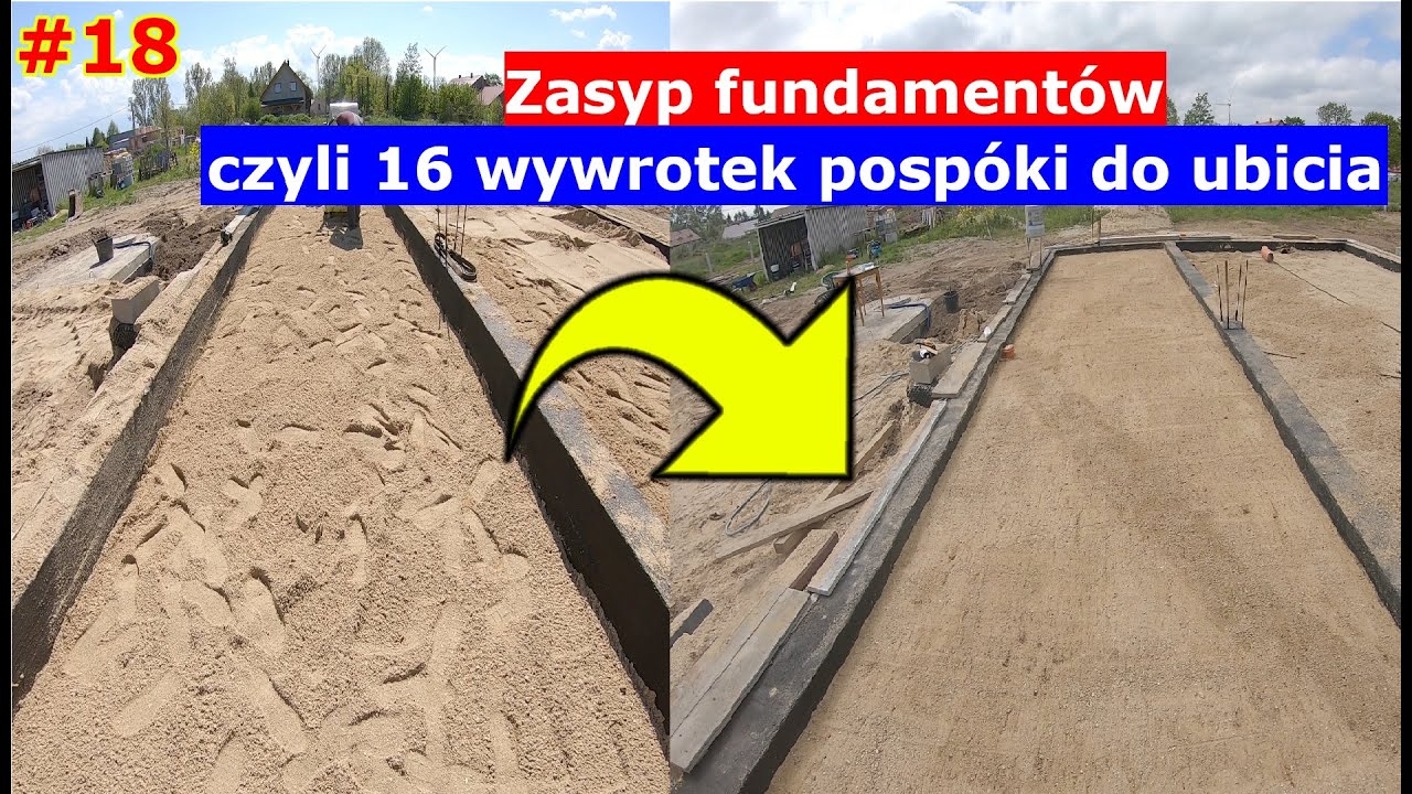18. Zasyp fundamentów i zagęszczanie piasku 🏡Dom w Kortlandach 4g2🏡