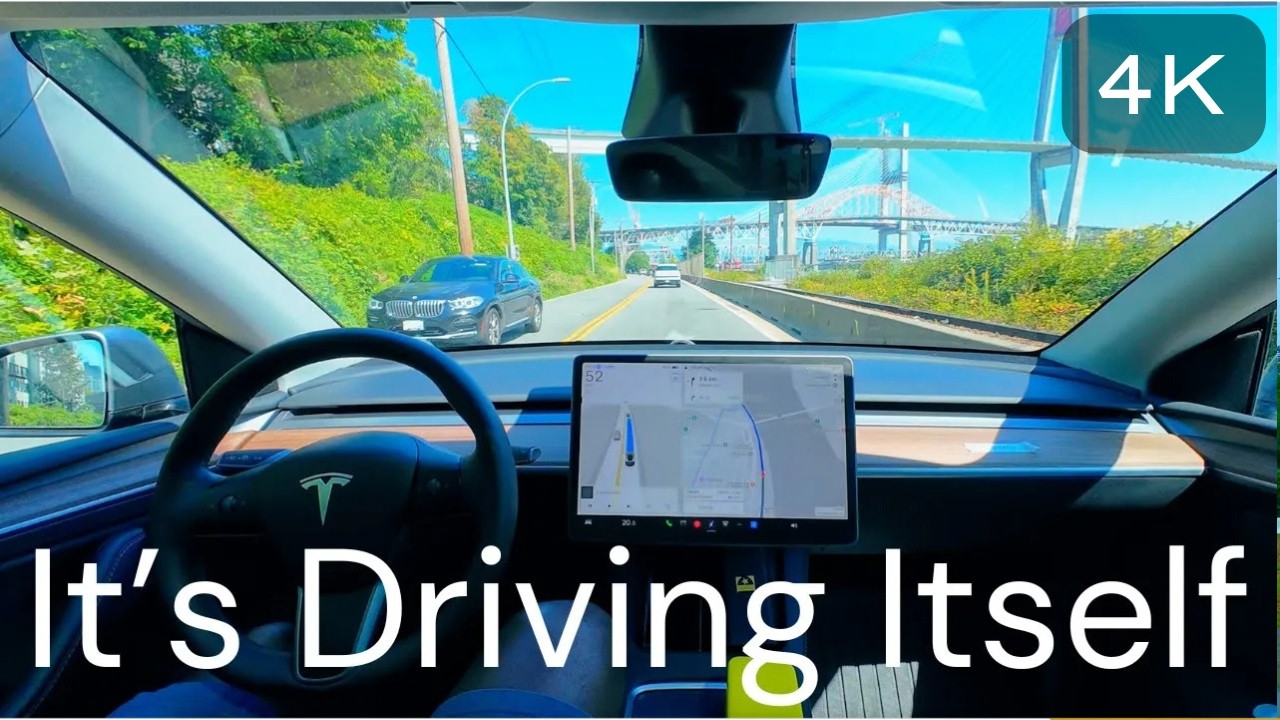 Tesla Full Self Driving from Everything Electric Vancouver 2025 | Autonomous Drive in Canada