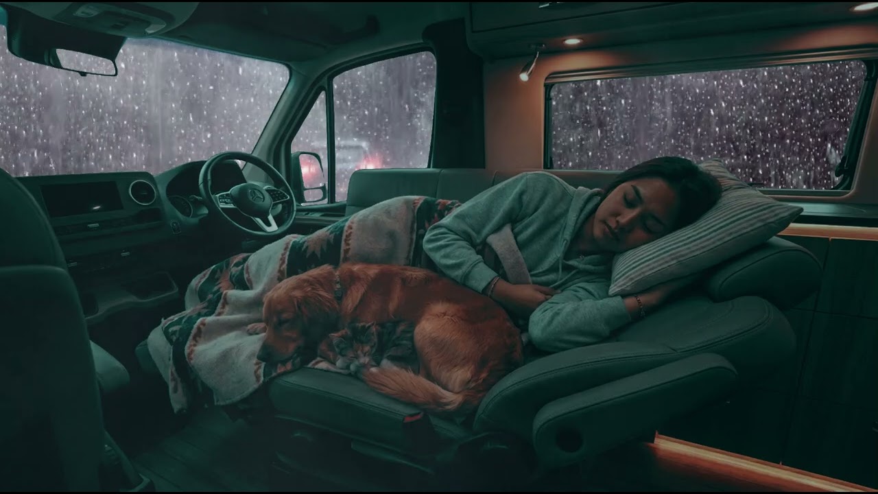 NO ADS - Fall Asleep in 5 Minutes 🌧️ Heavy Rain & Thunder on the Car Roof (Deep Sleep ASMR)