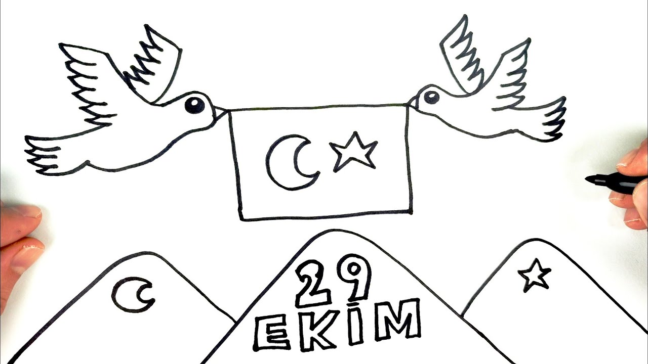 29 Ekim Resmi, 29 Ekim Resimleri, 29 Ekim Cumhuriyet Bayramı Resmi Nasıl Çizilir,29 Ekim Resmi Kolay