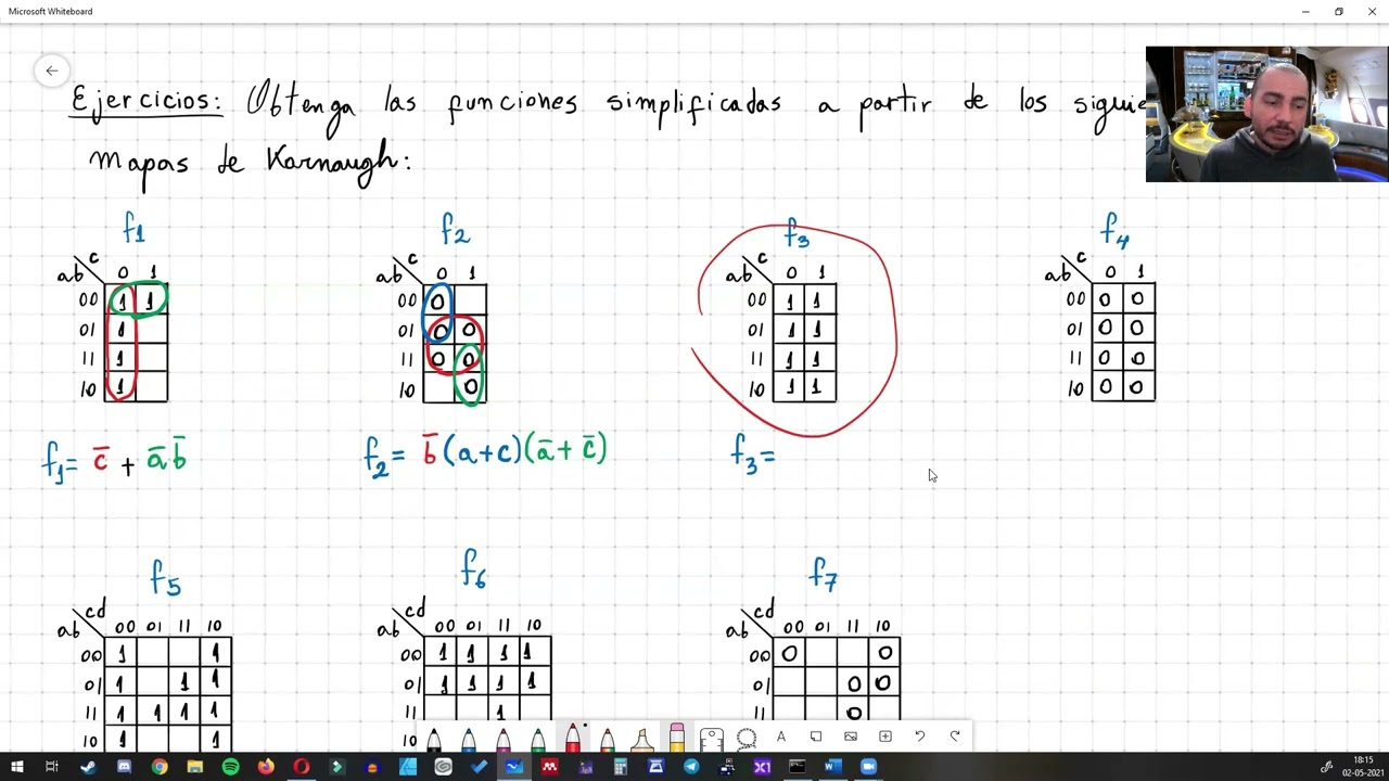 Ejercicios de mapas de Karnaugh (3 y 4 variables)