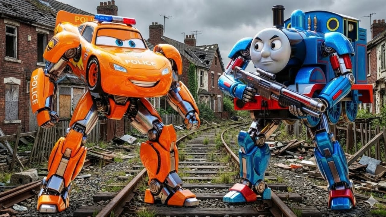 Kitten found abandoned Thomas in the forest! And police lightning McQueen vs monster