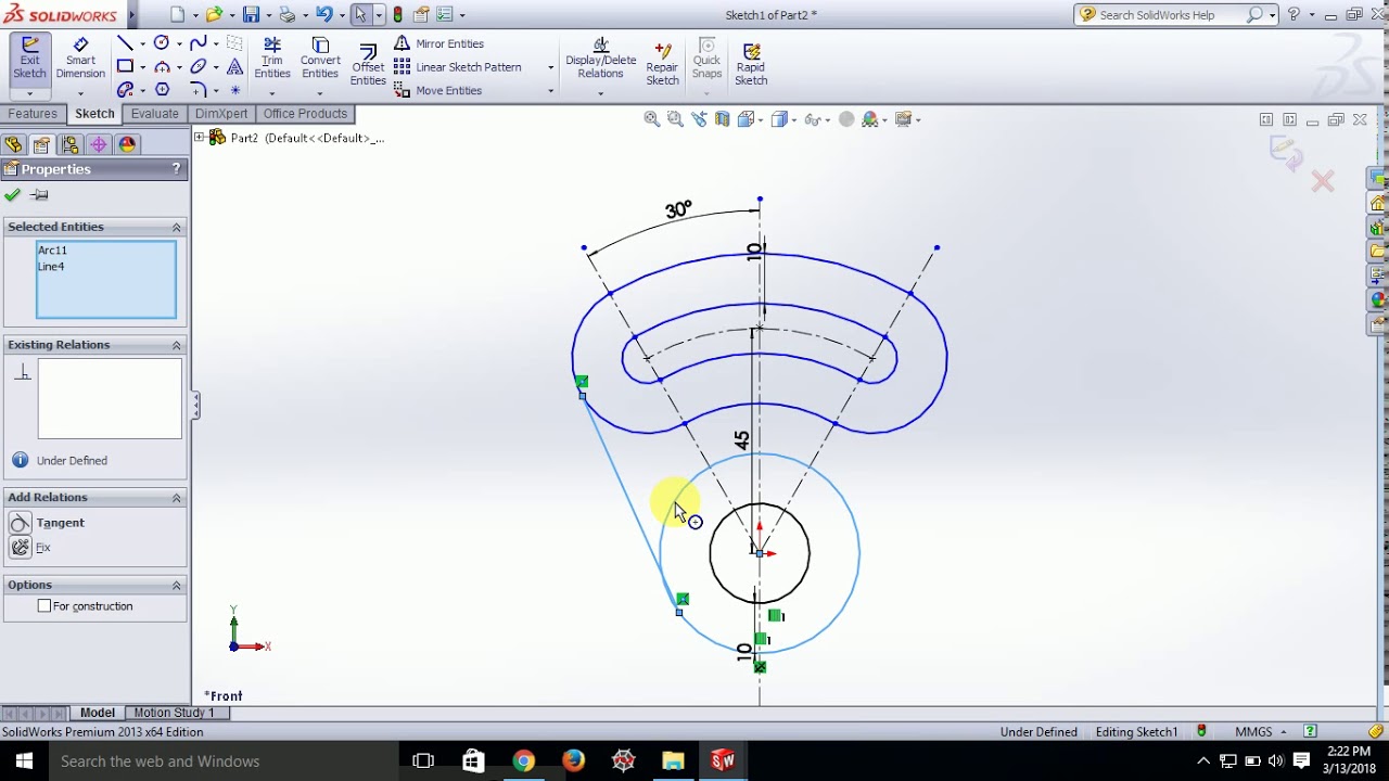 offset, fix, construction line, tangent, center point arc slot #IPE200