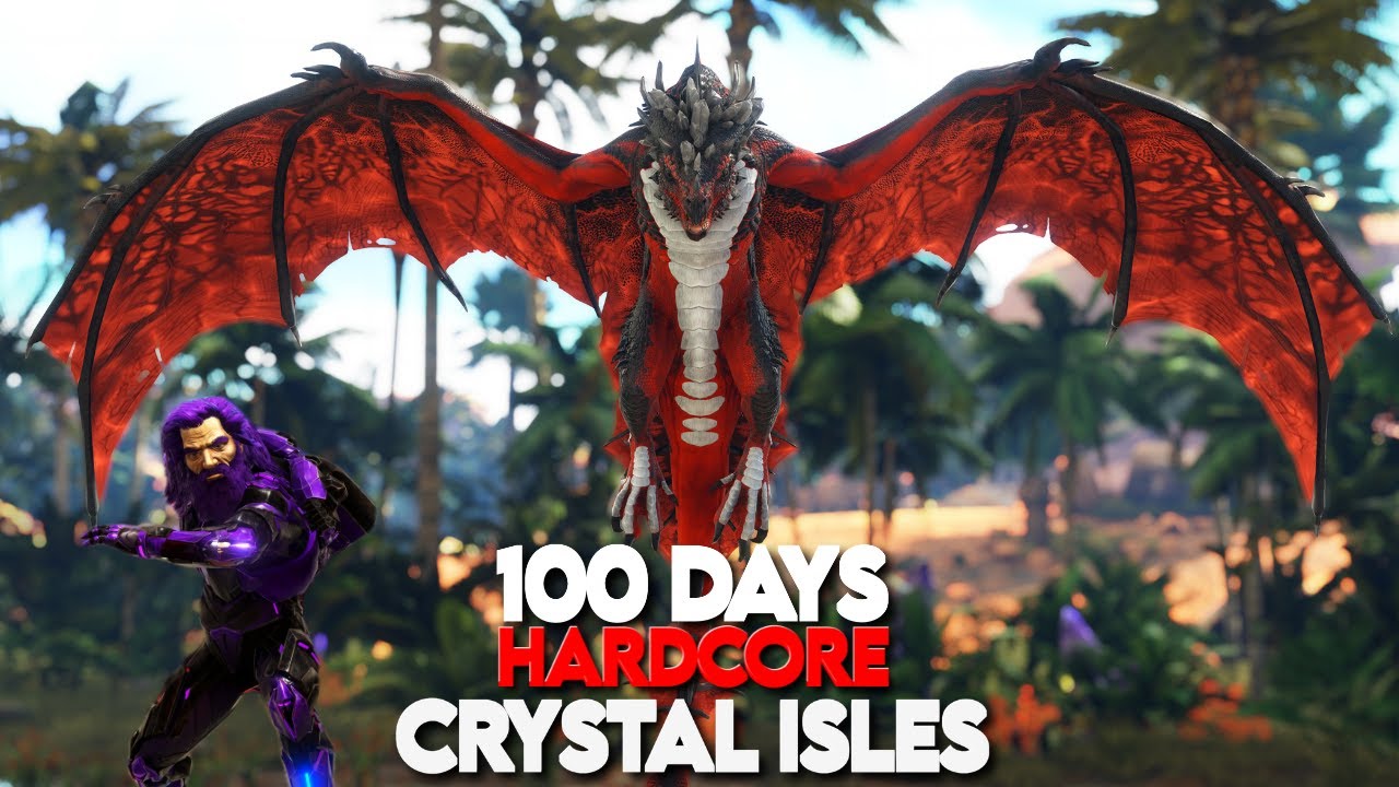 I played 100 Days Hardcore on Crystal Isles | ARK Survival Evolved