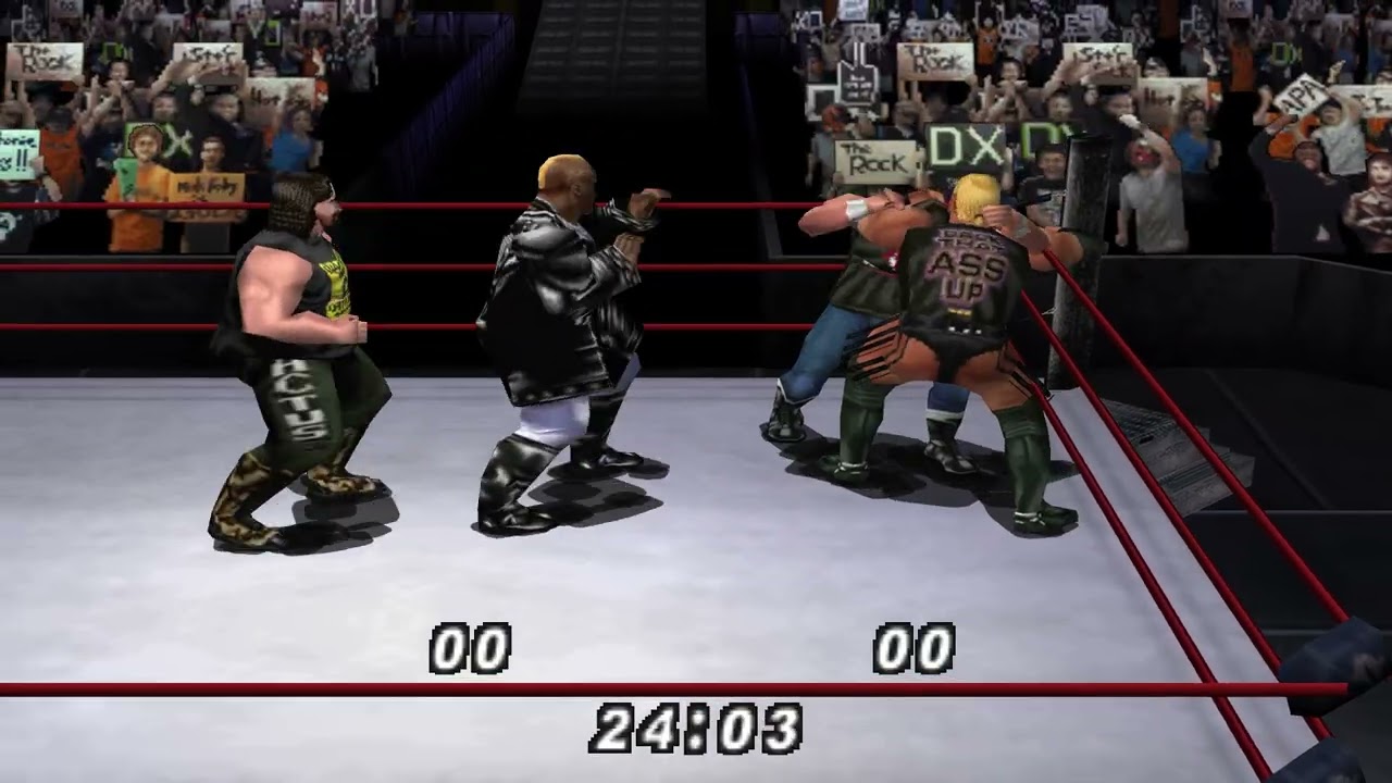 WWF No Mercy - Cactus Jack/British Bulldog vs Viscera/Rikishi Tag Team Gameplay