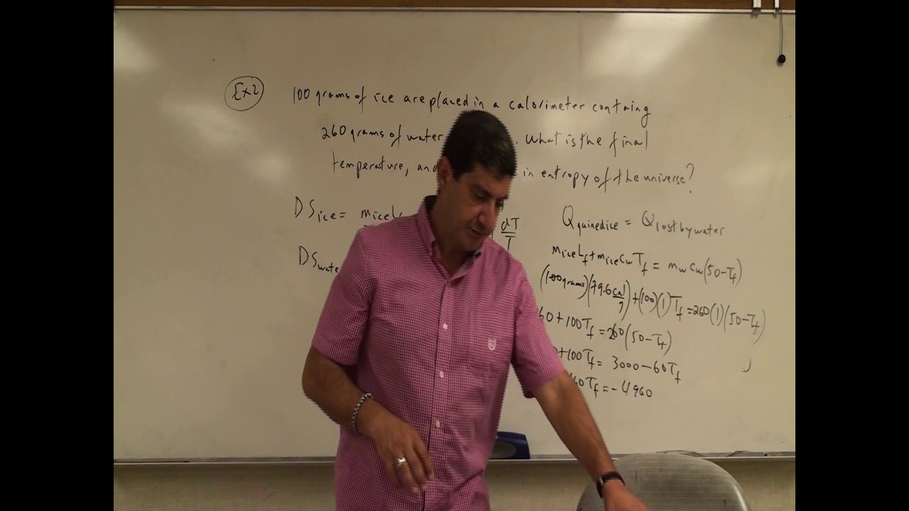 Entropy and Mixing Ice with Water:  Example 2