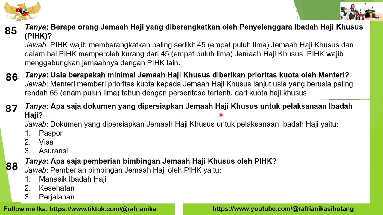 Tanya Jawab Penyelenggaraan Ibadah Haji (UU 14 Tahun 2025 ttg Penyelenggaraan Haji & Umrah) Sesi II