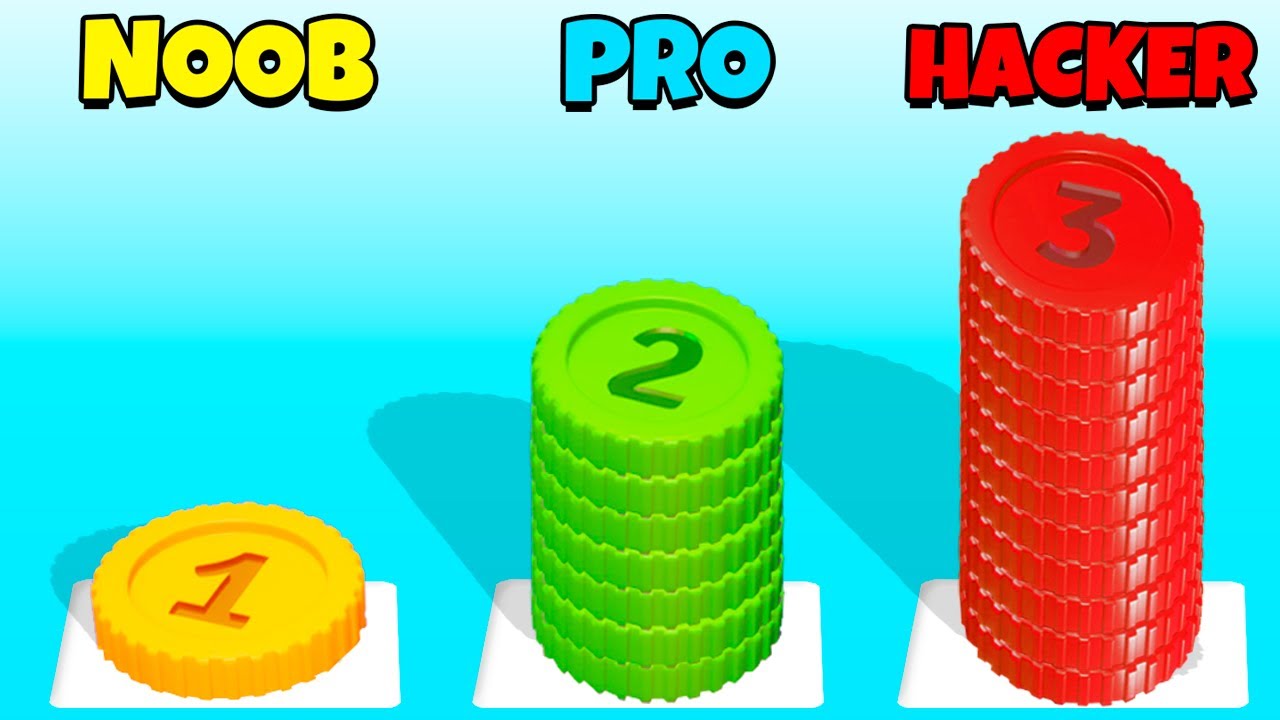 NOOB vs PRO vs HACKER - Coin Stack Puzzle
