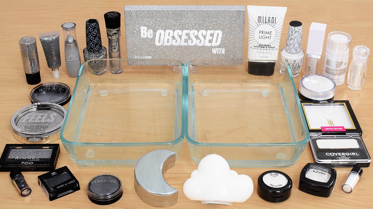 Silver vs White - Mixing Makeup Eyeshadow Into Slime ASMR 384 Satisfying Slime Video