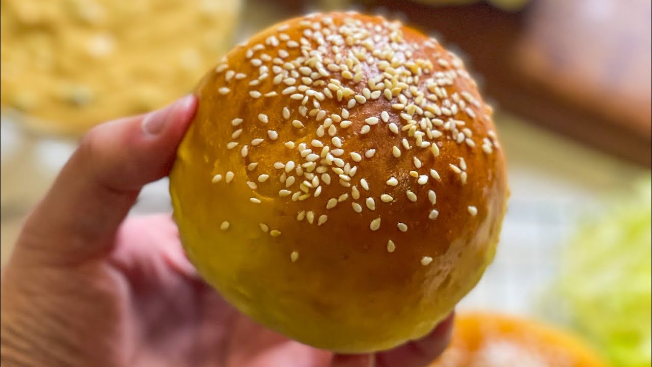 خبز البرجر في البيت 🥯😍