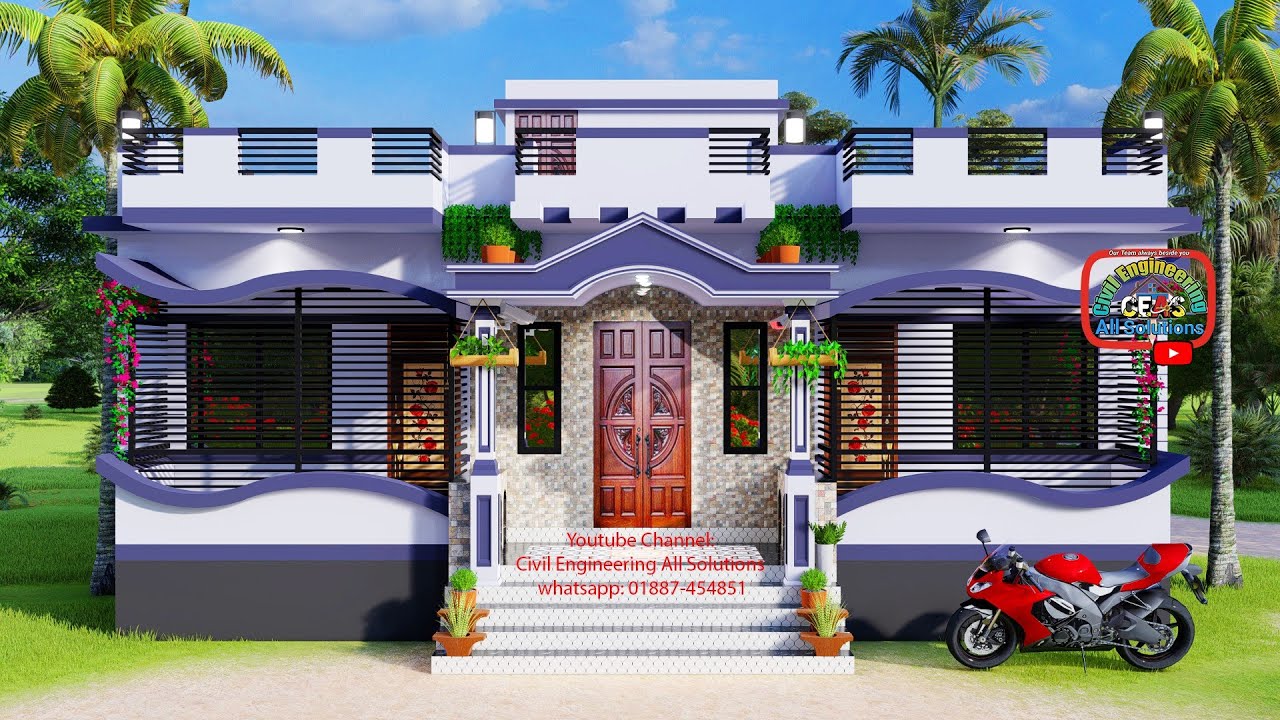 খুবই কম খরচে ৩ বেডরুমের খুবই সুন্দর বাড়ির ডিজাইন। 4 bedroom house design with low cost। home design