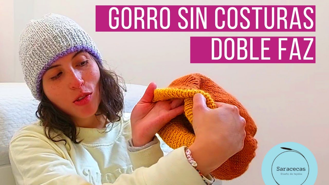 Gorro Tejido en Agujas Circulares Reversible