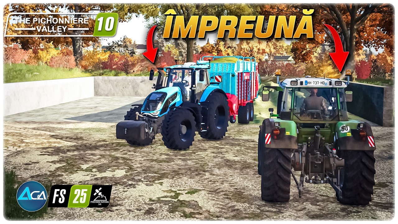 Gheorghiţă la compactat, eu la adunat - facem nutreţ împreună - Gameplay Română FS25 Pichonnière 10