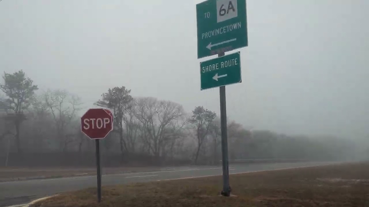 Provincetown on a foggy day (Route 5, snail road, Bradford st.) March 16, 2026 1pm