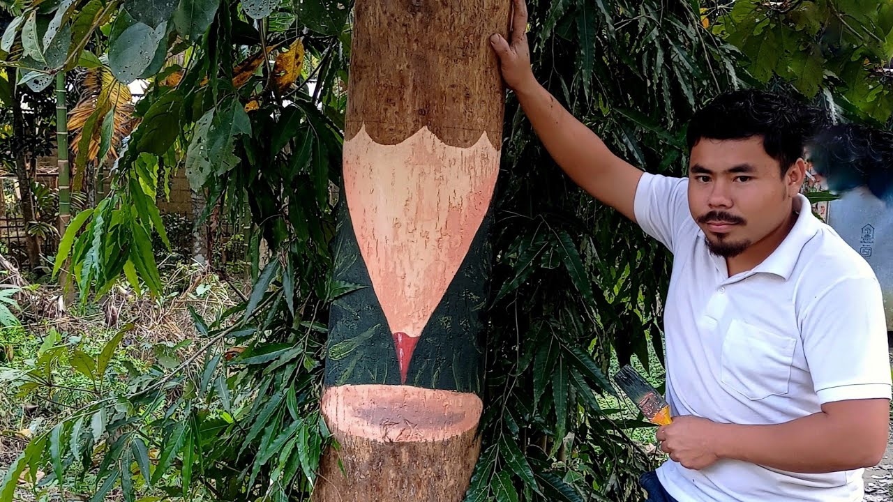 Easy 3D tree Illusion painting / tree Illusion art.