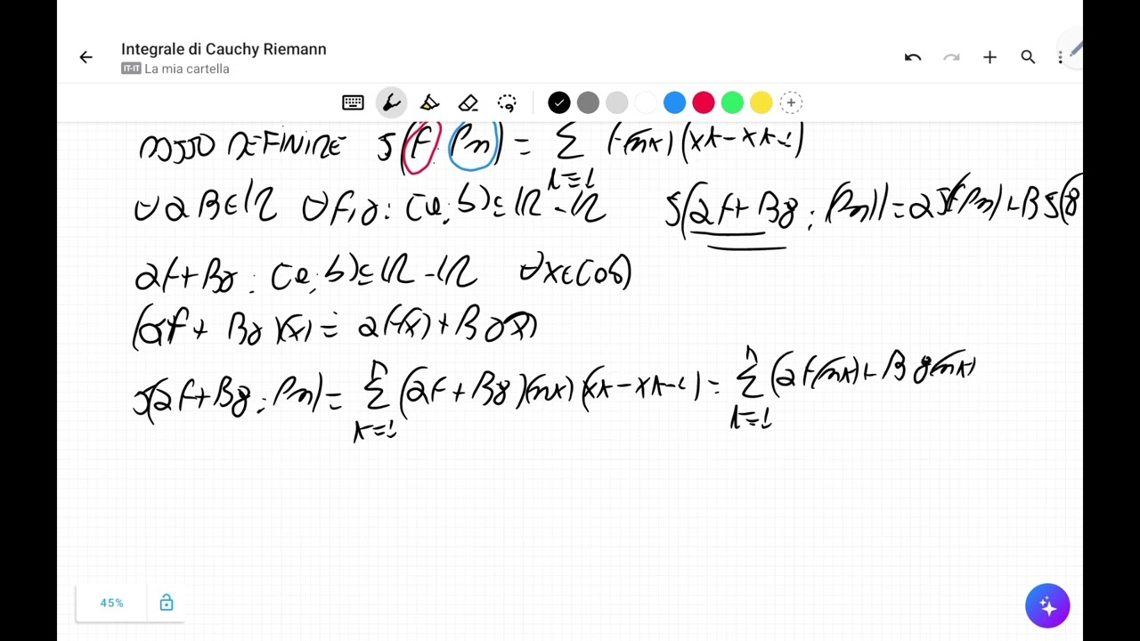 La somma di Riemann è lineare rispetto al primo argomento