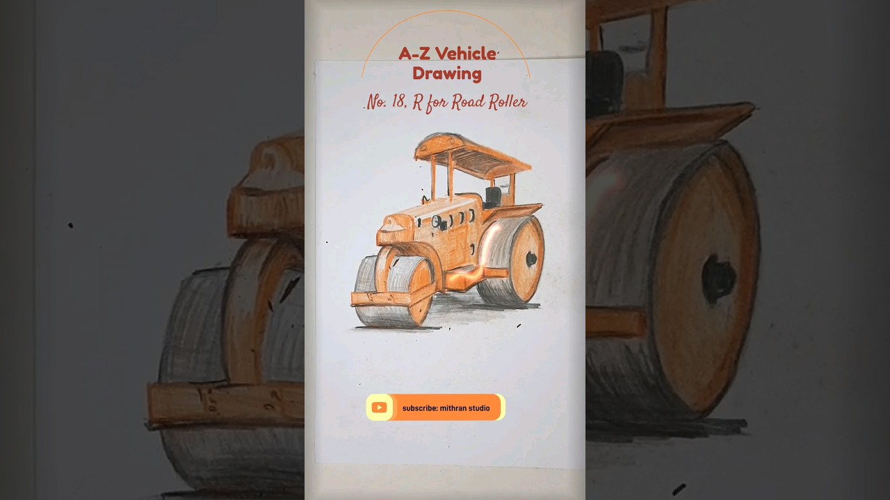 A-Z Vehicles Drawings| R for Road Roller #drawing #shorts for learning #howtodo|No.18 #a-z #viral