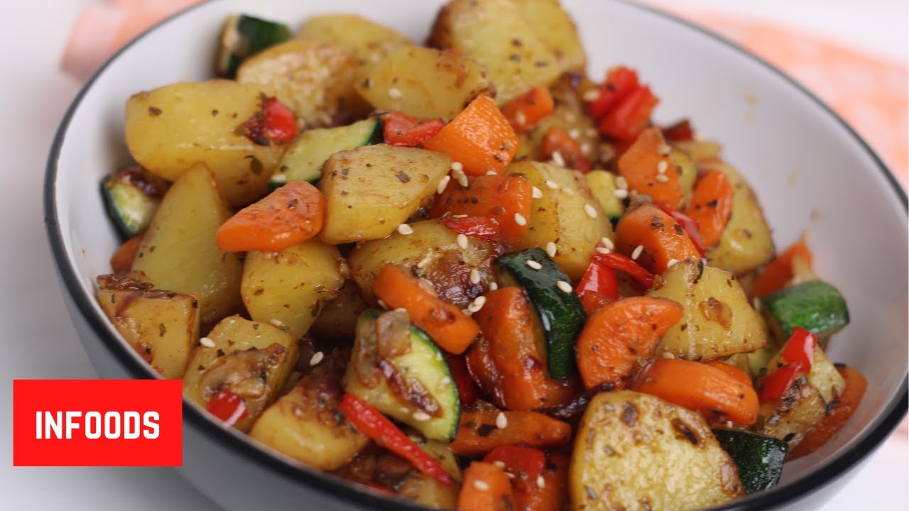 Easy Pan Fried Potatoes Carrots & Zucchini (Courgette) | Pan-Fried Vegetables Recipe | Infoods