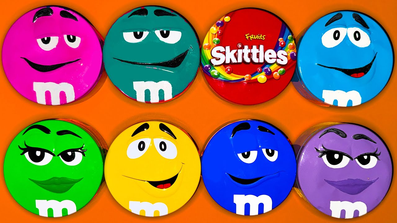 Satisfying Video | Mesmerizing Unpacking Glossy Tins with Rainbow Skittles & Tasty M&M'S Candy ASMR