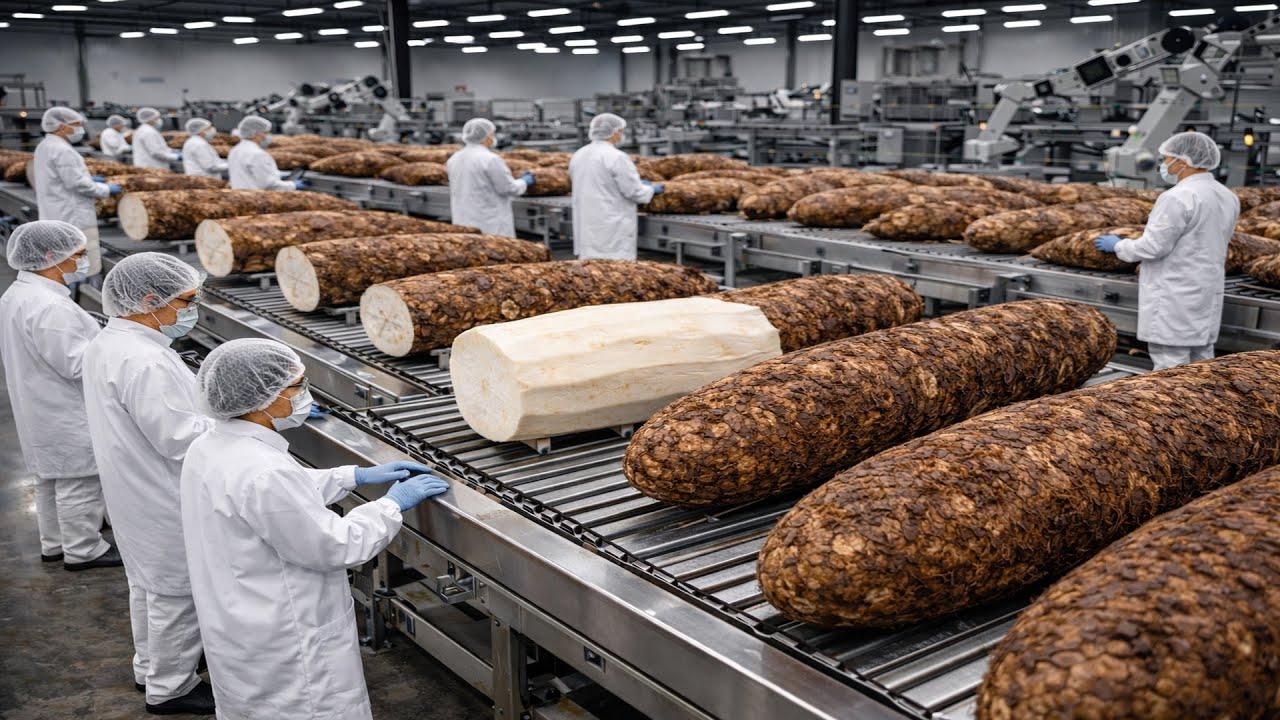 How Millions of Pounds of Cassava Flour Are Made in a U.S. Factory | Automatic Production Process