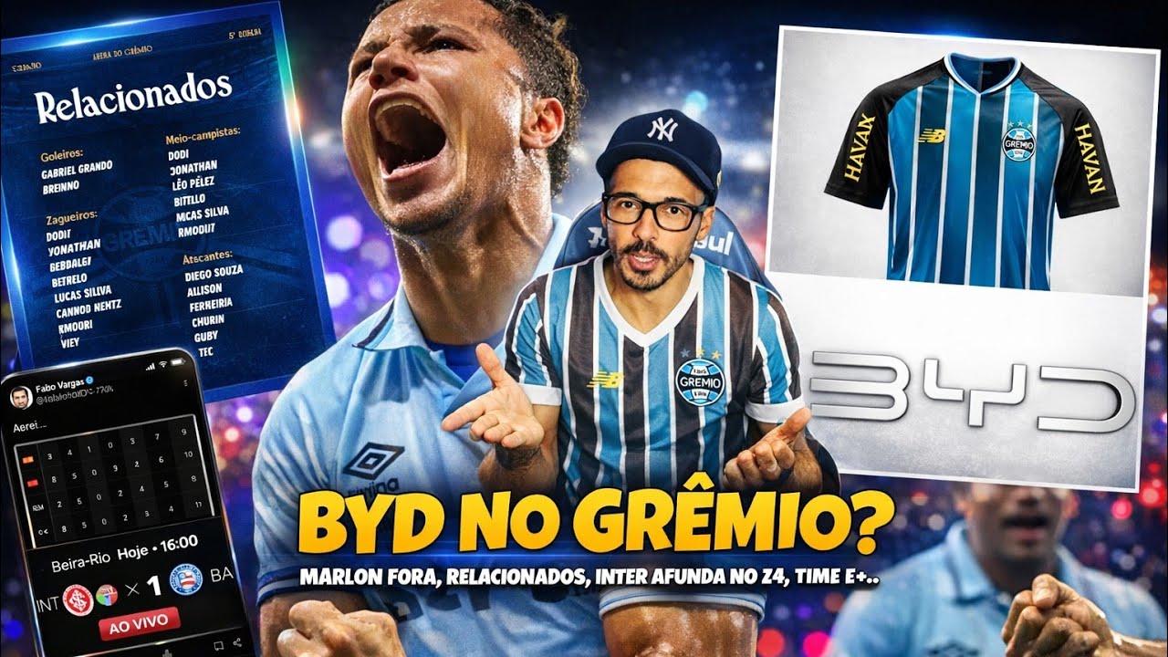 🔵⚠️ GRÊMIO CHEGA EM CHAPECÓ, MARLON FORA, BYD NO GRÊMIO? INTER AFUNDA NO Z4, TIME E RELACIONADOS..