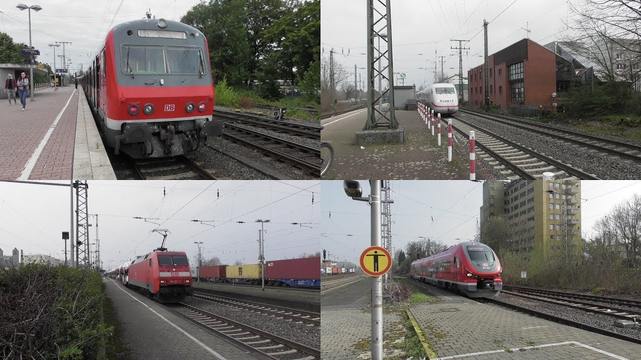 Bahnverkehr im Bahnhof Unna mit x-Wagen, ICE 2, PESA Link ll, FLIRT1, Talent2, ET422 und Güterzügen