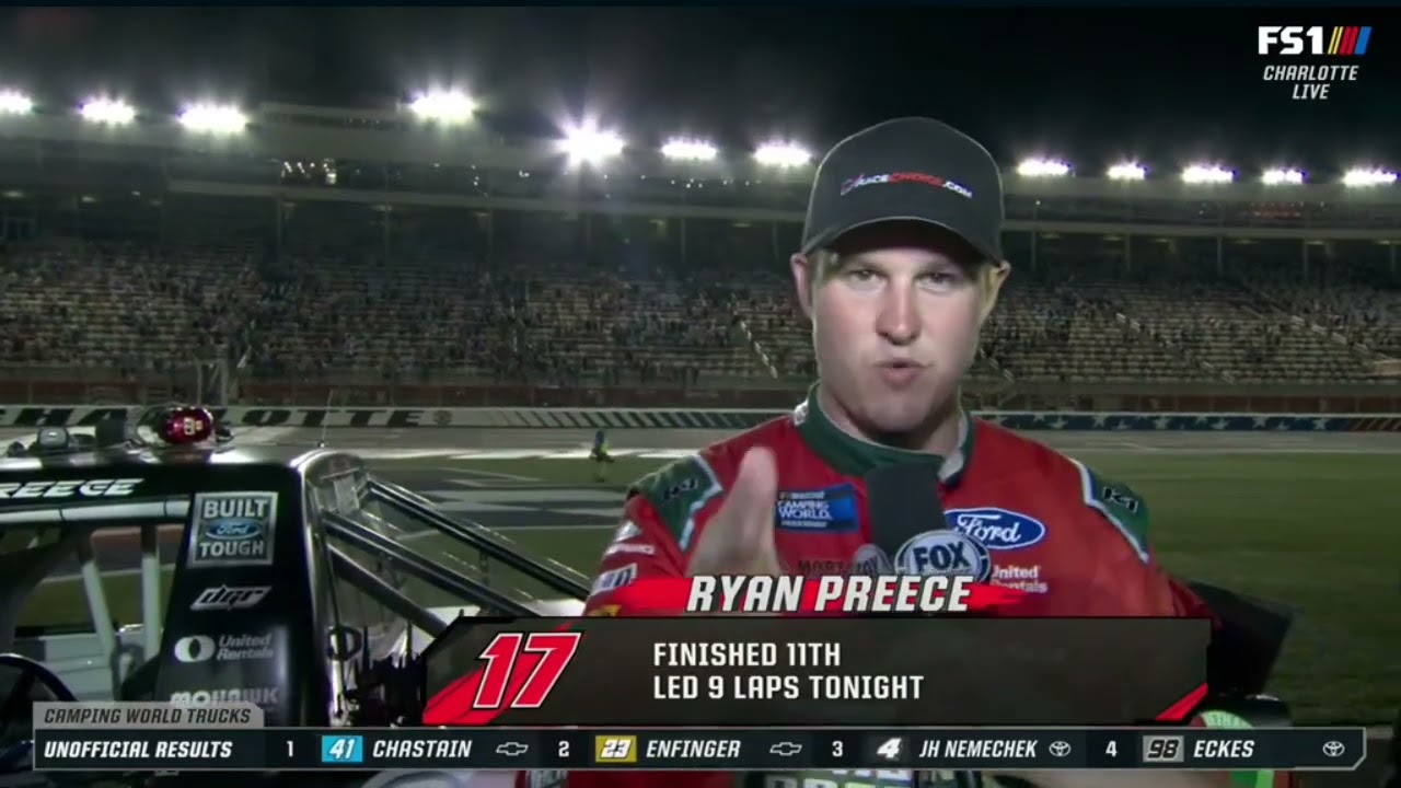 RYAN PREECE POST RACE INTERVIEW - 2022 NC EDUCATION LOTTERY 200 NASCAR TRUCK SERIES AT CHARLOTTE