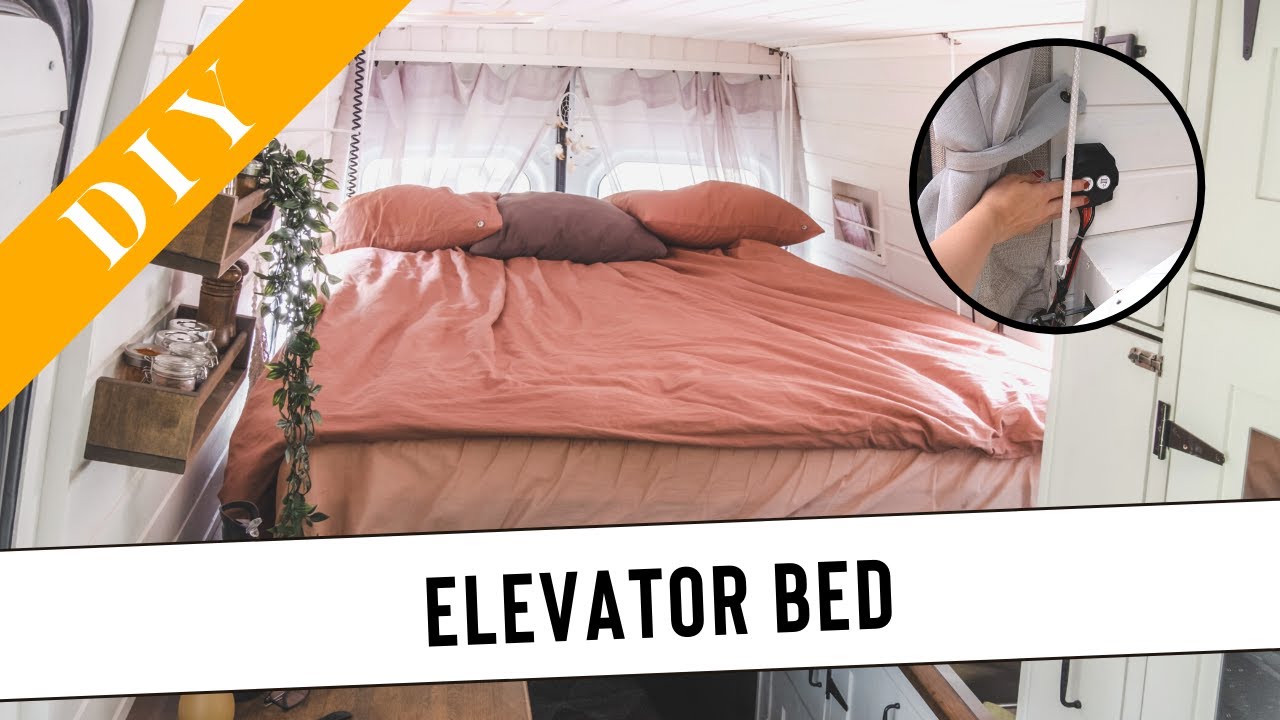 How our elevator bed works |  Van conversion DIY elevator bed